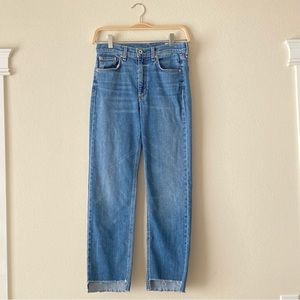 Rag & Bone Chewed Hem High Rise Straight Ambra Wash High Waist Jeans Size 27